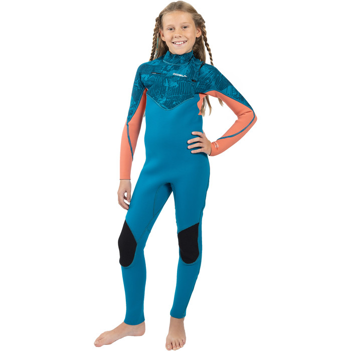 2024 Gul Junior Response Echo 3/2mm Chest Zip Neopreno RE1329/C2 - Teal / Coral